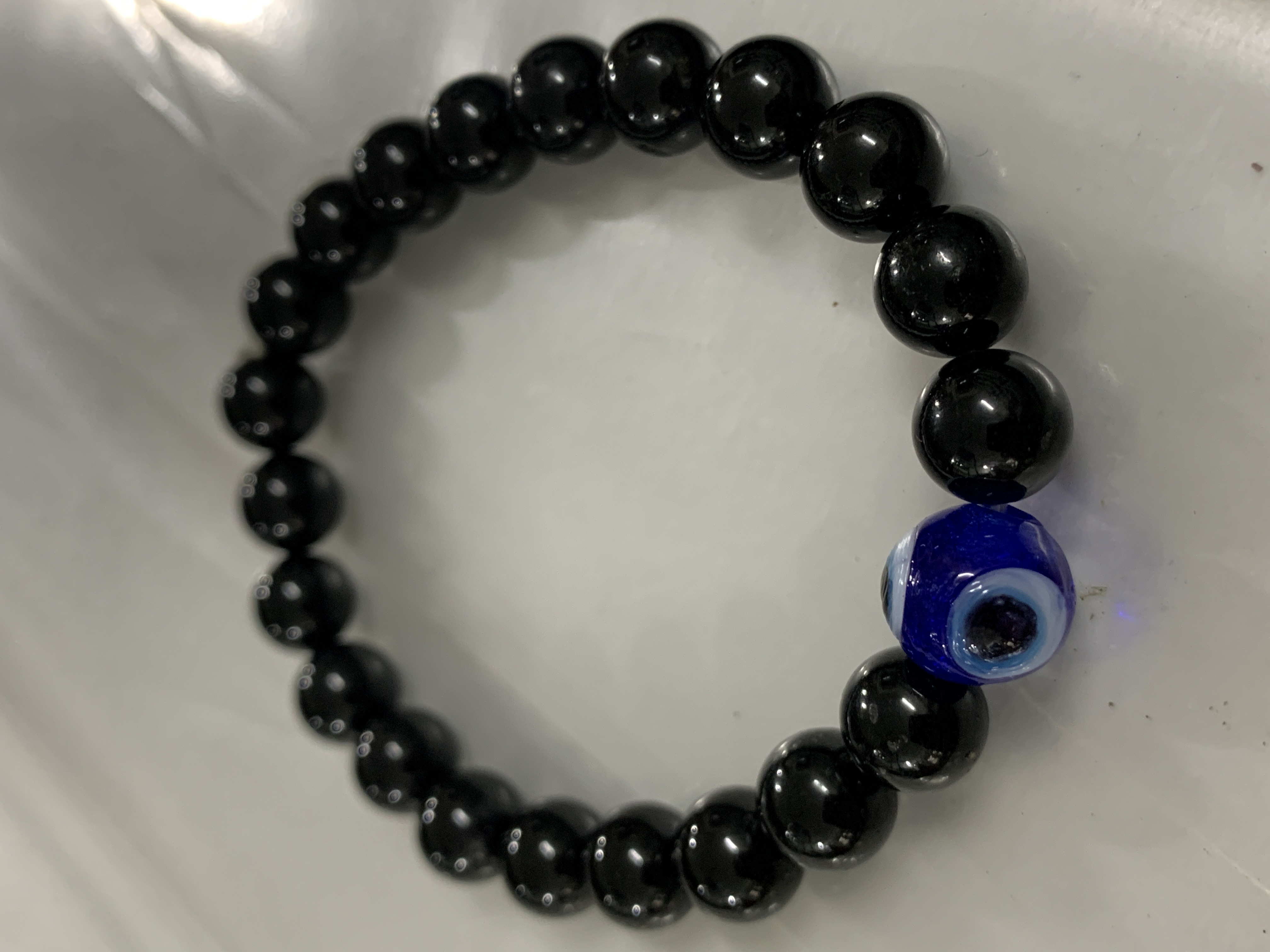 Black Tourmaline With Evil Eye Bracelet