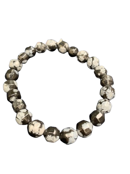Snow Flake Obsedian Faceted Bracelet