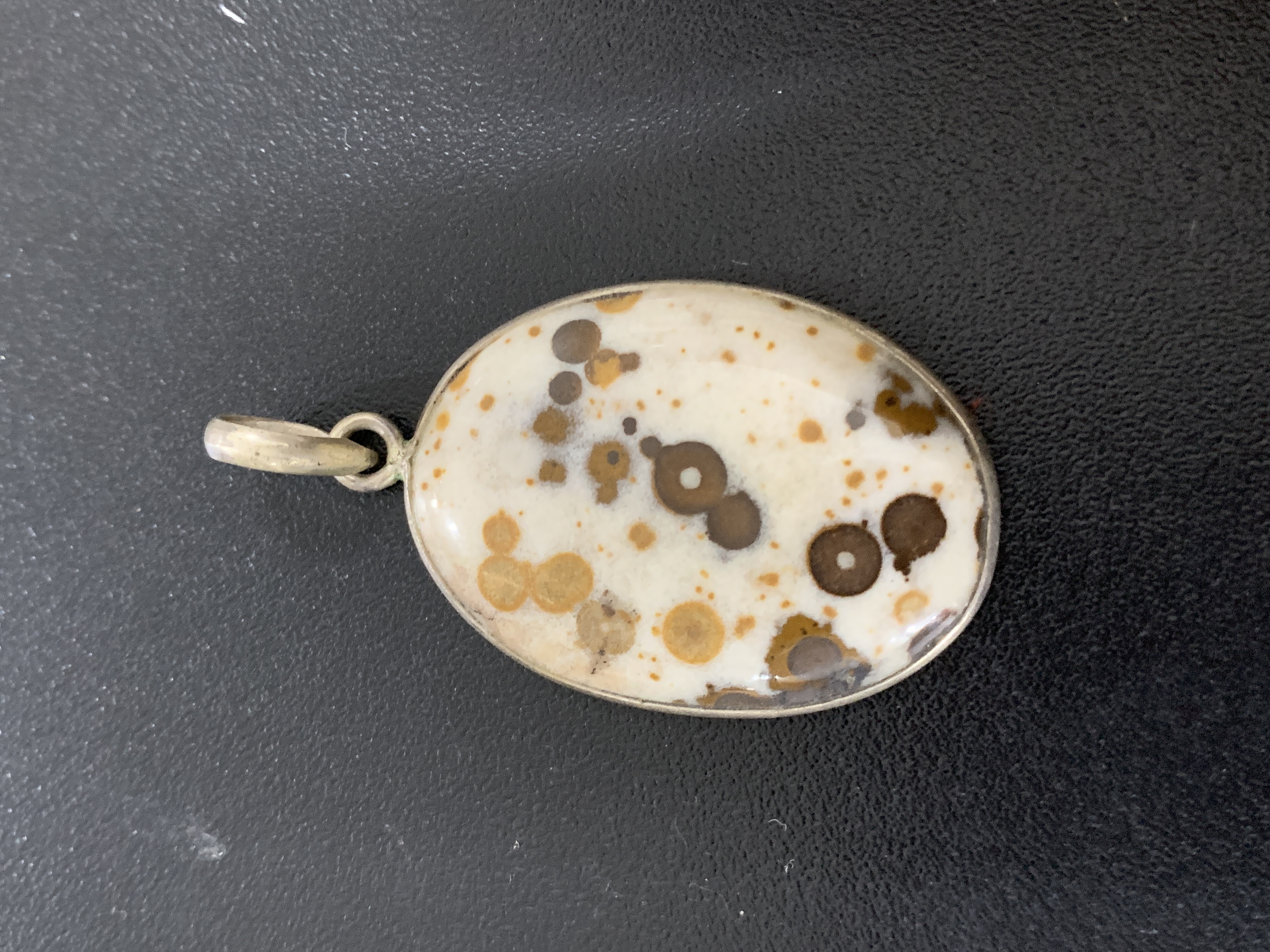 Polka Dot Agate Silver Pendant