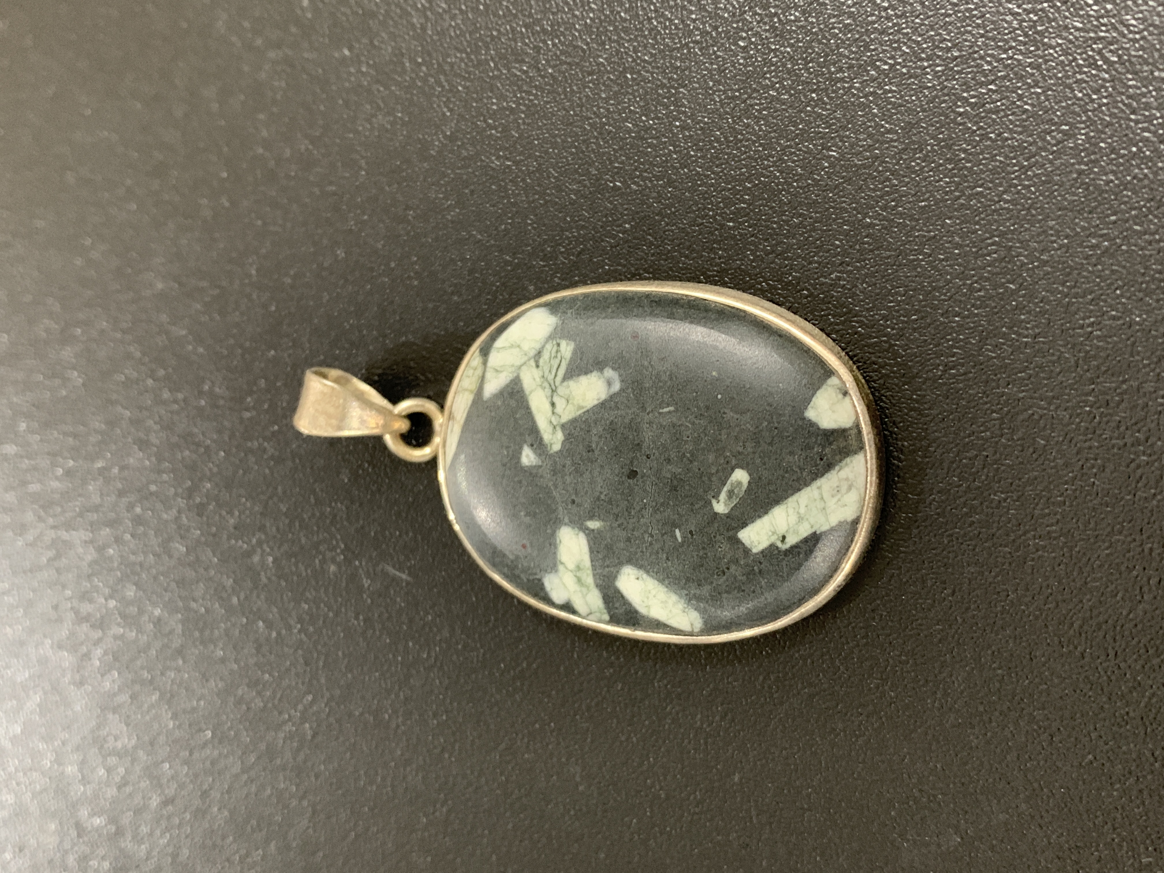 Chinese writing Stone Silver Pendant