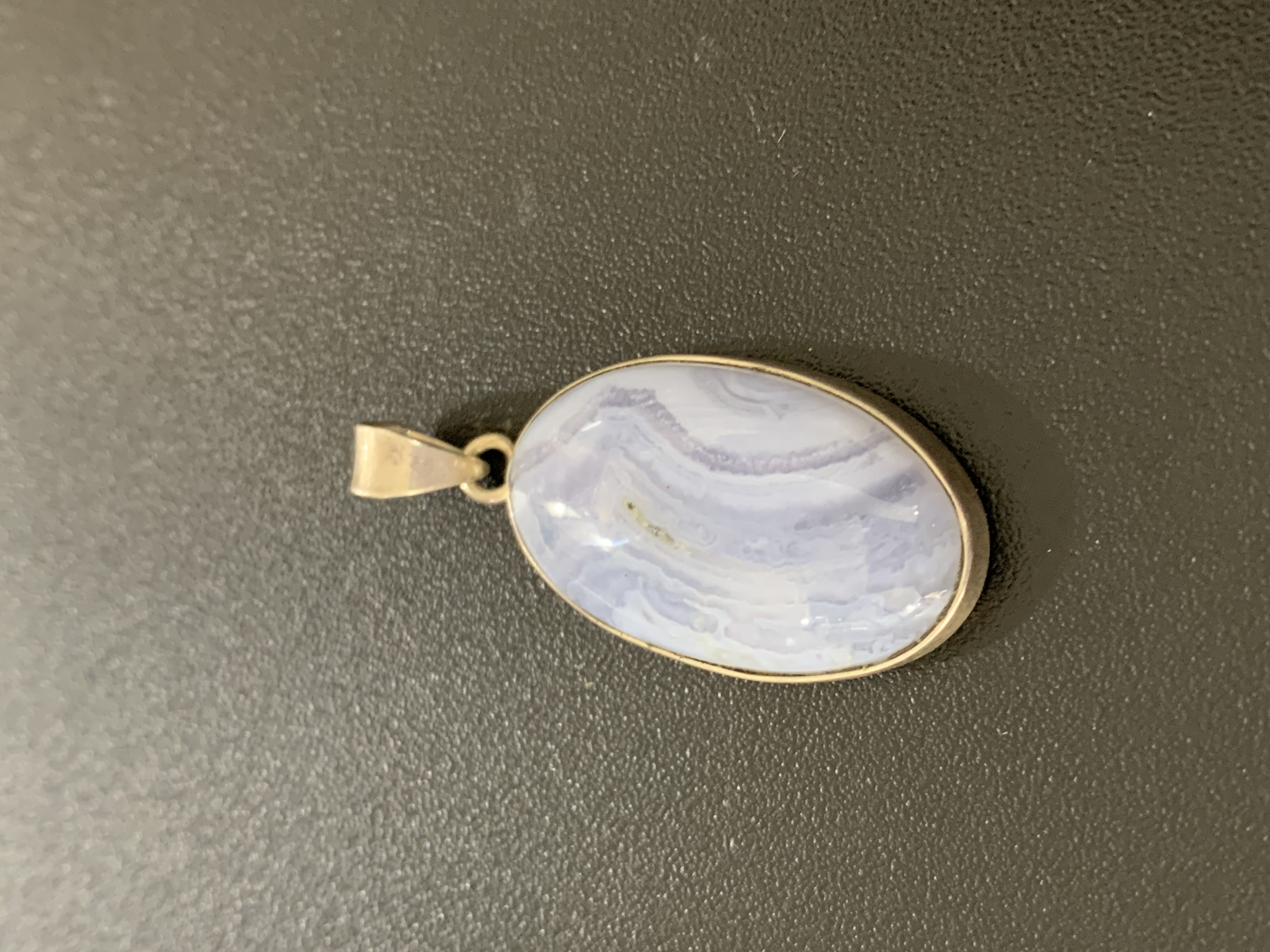 Blue lace Agate Silver Pendant
