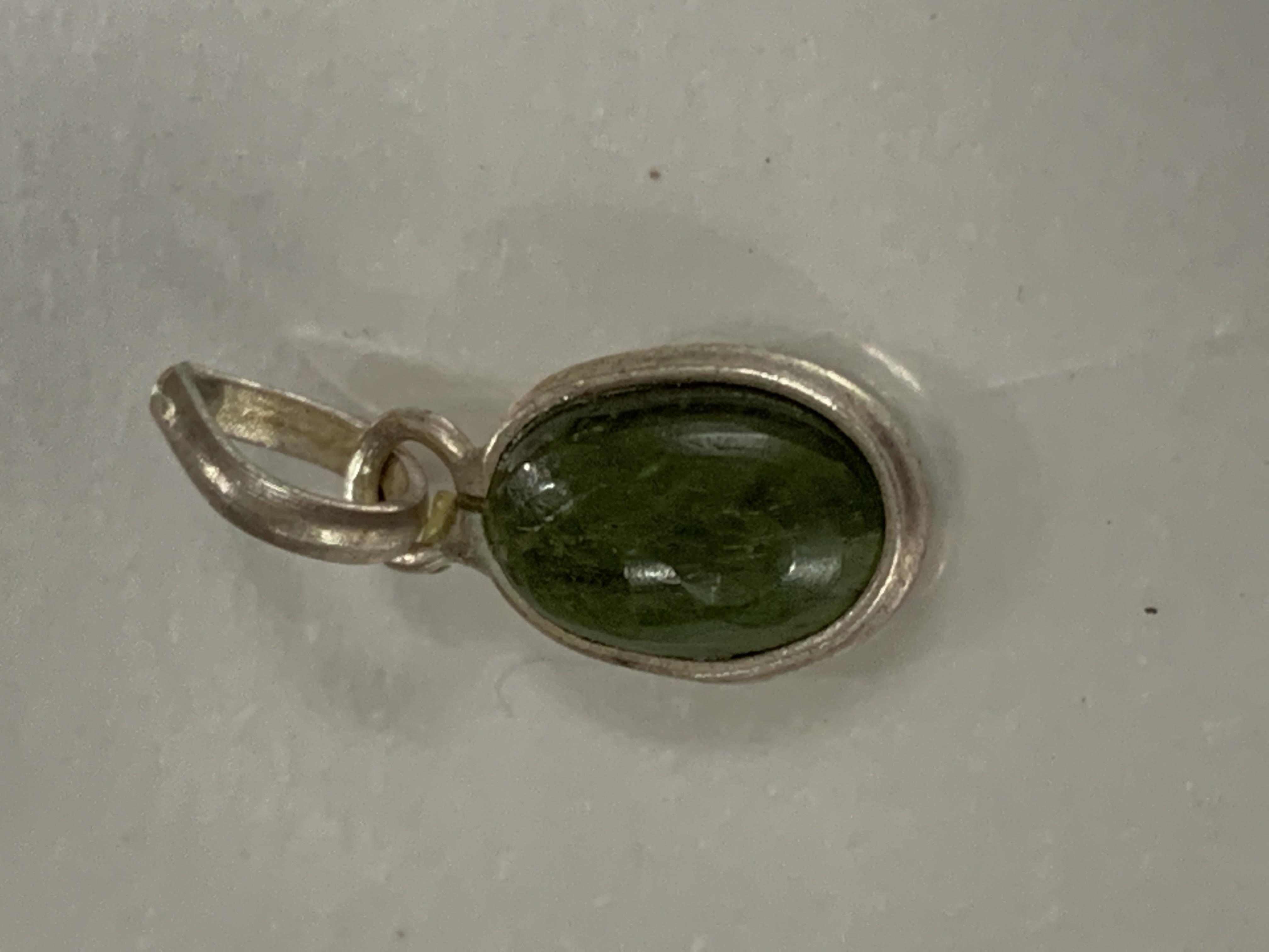 Green Tourmaline Silver Pendant