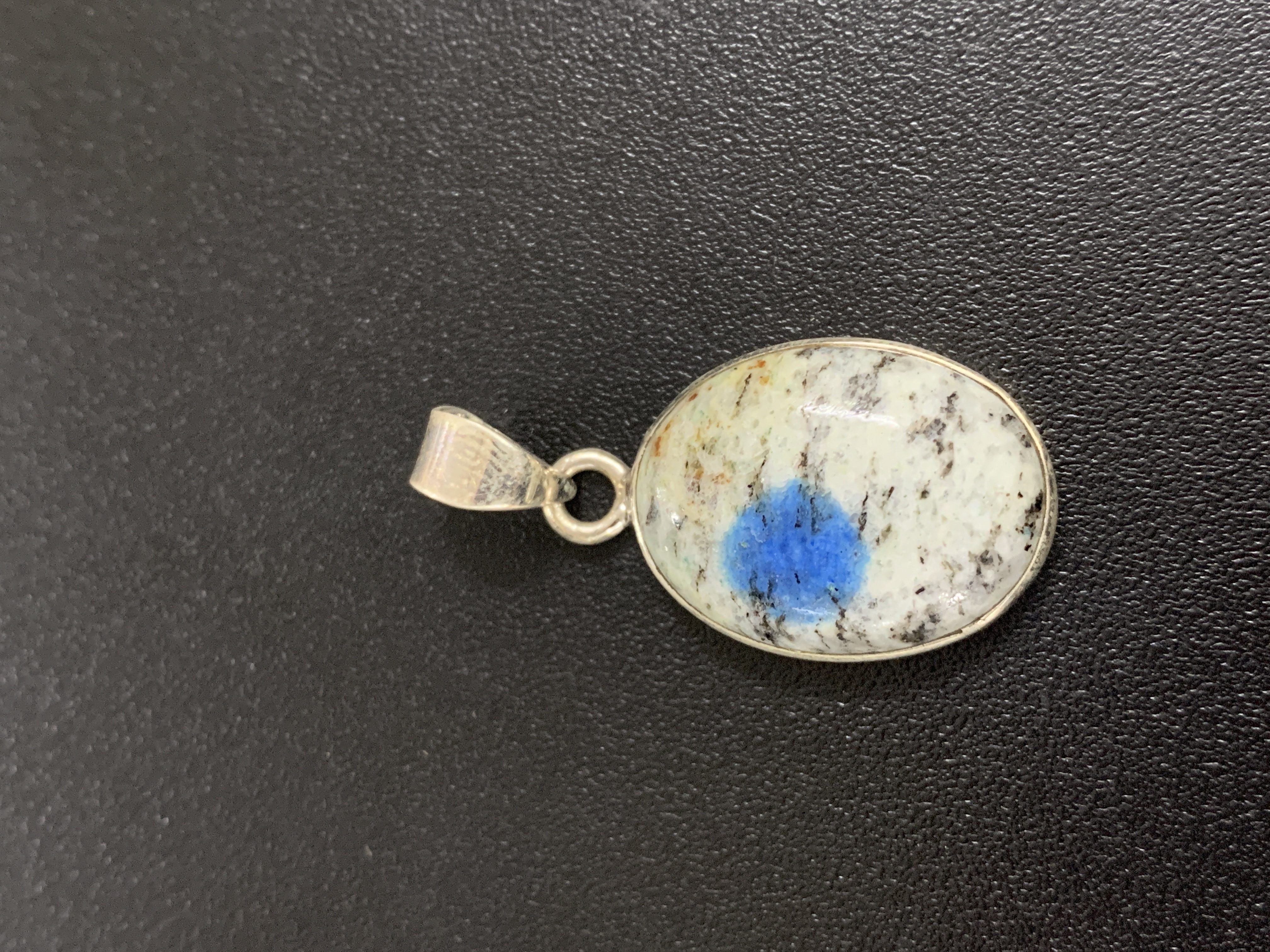 K2 Azurite in Granite Silver Pendant