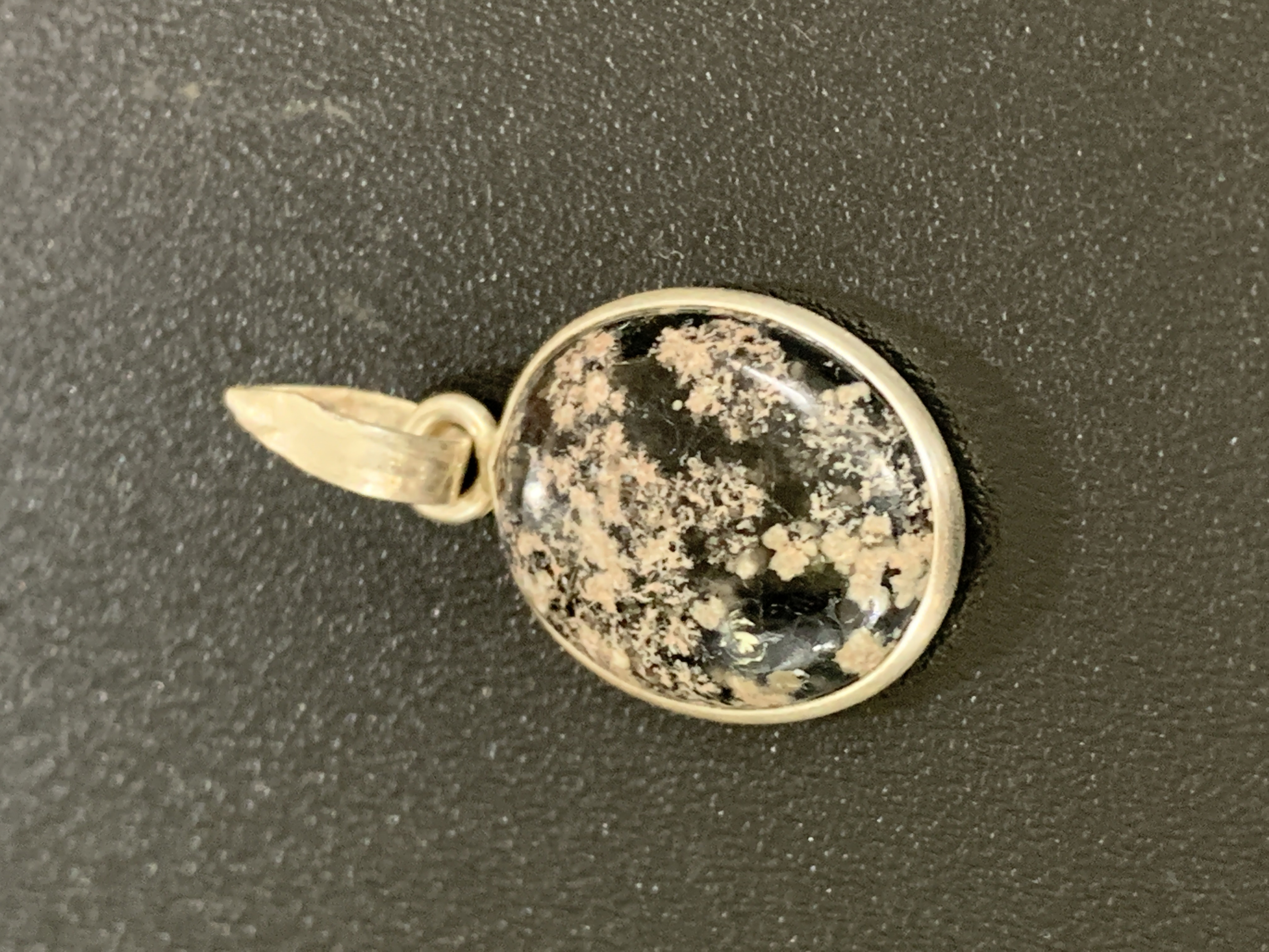 Fire Work Obsedian Silver Pendant