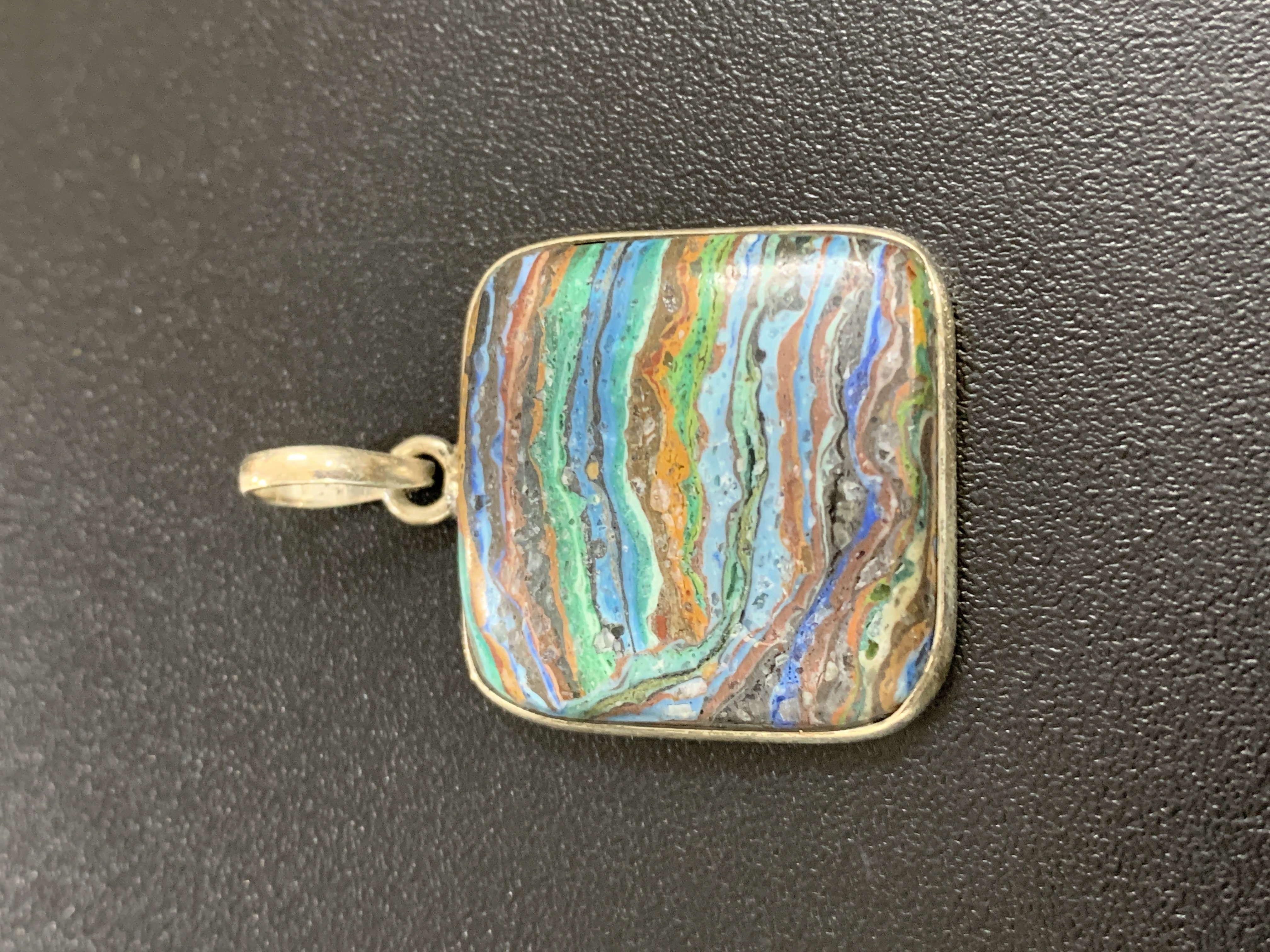 Rainbow Calsilica Silver Pendant