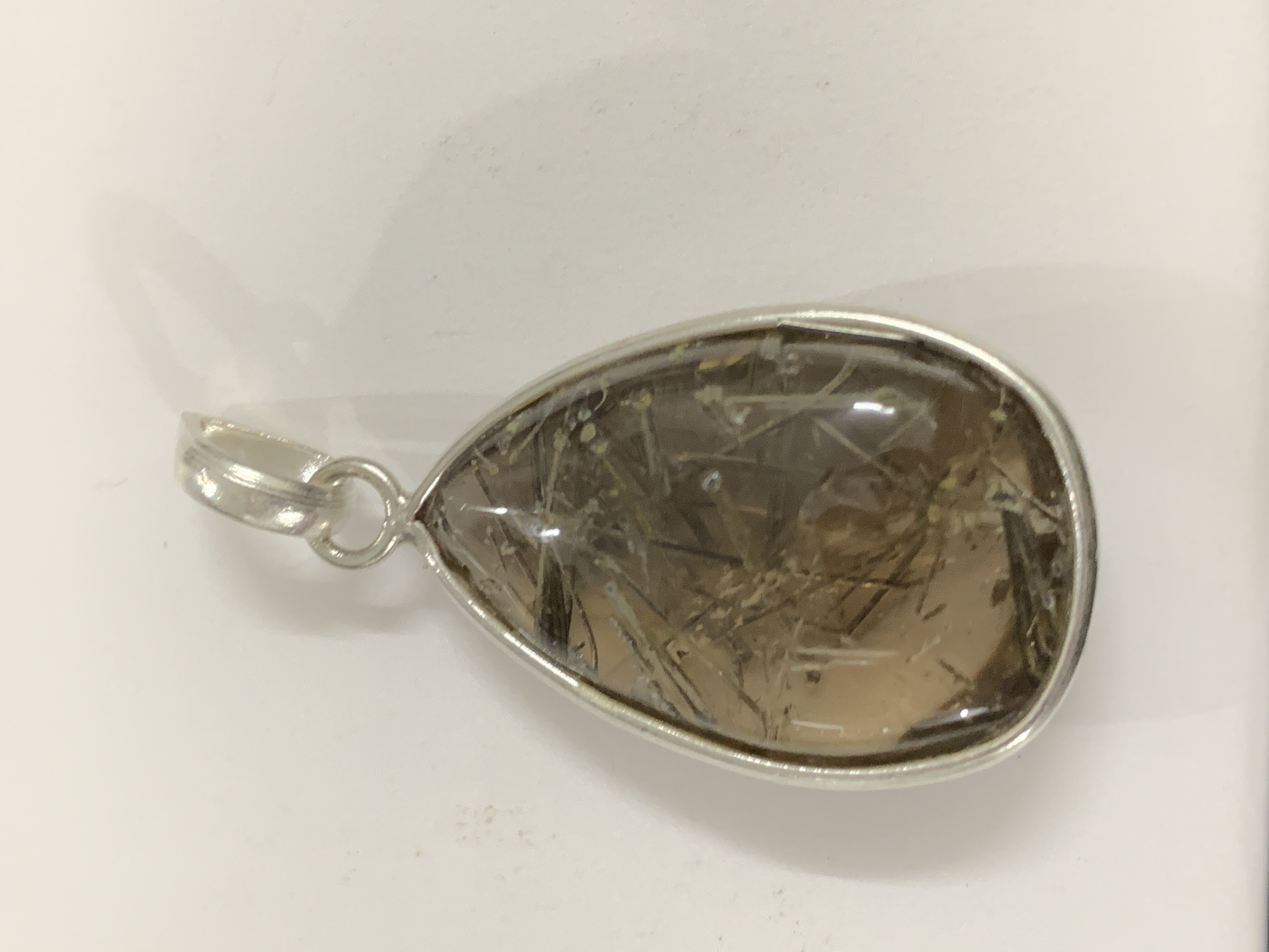 Rutilated Quartz Black Silver Pendant