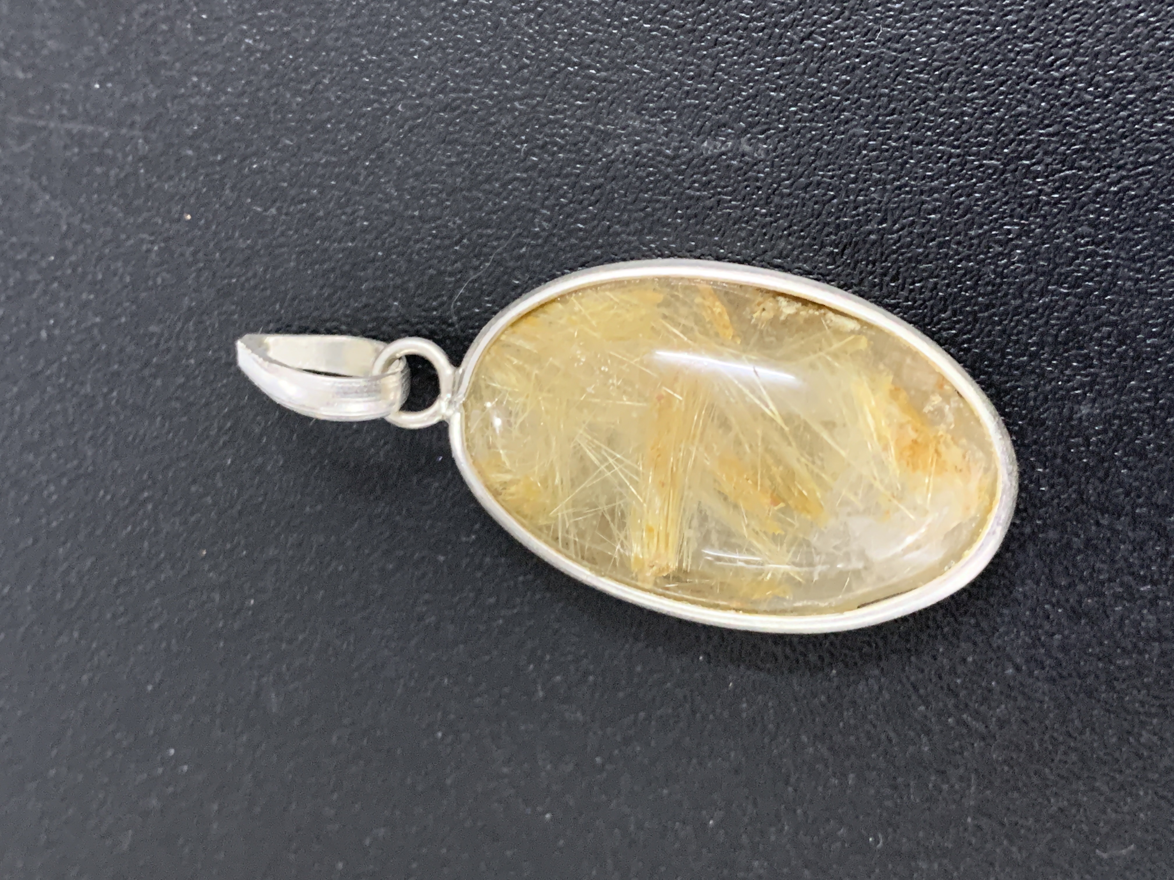 Rutilated Quartz Gold Silver Pendant
