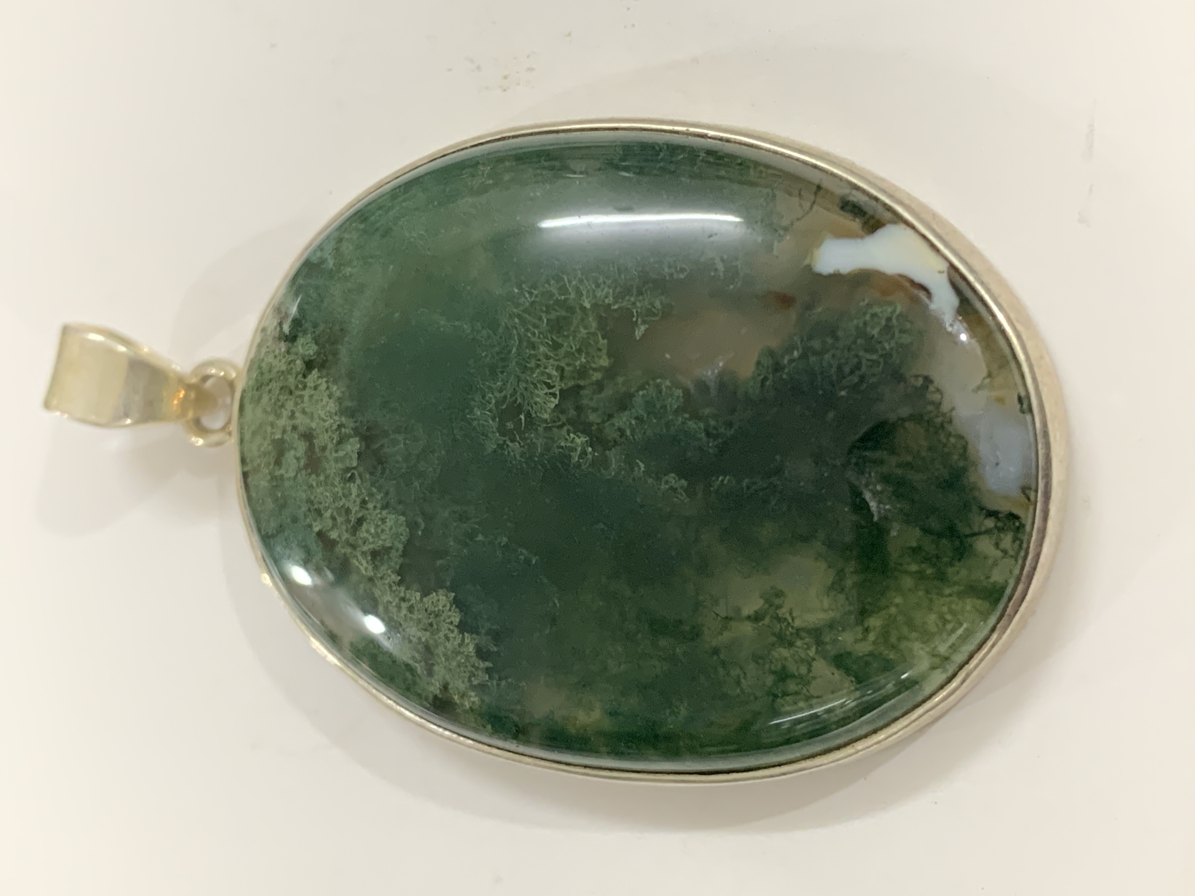 Moss Agate Silver Pendant