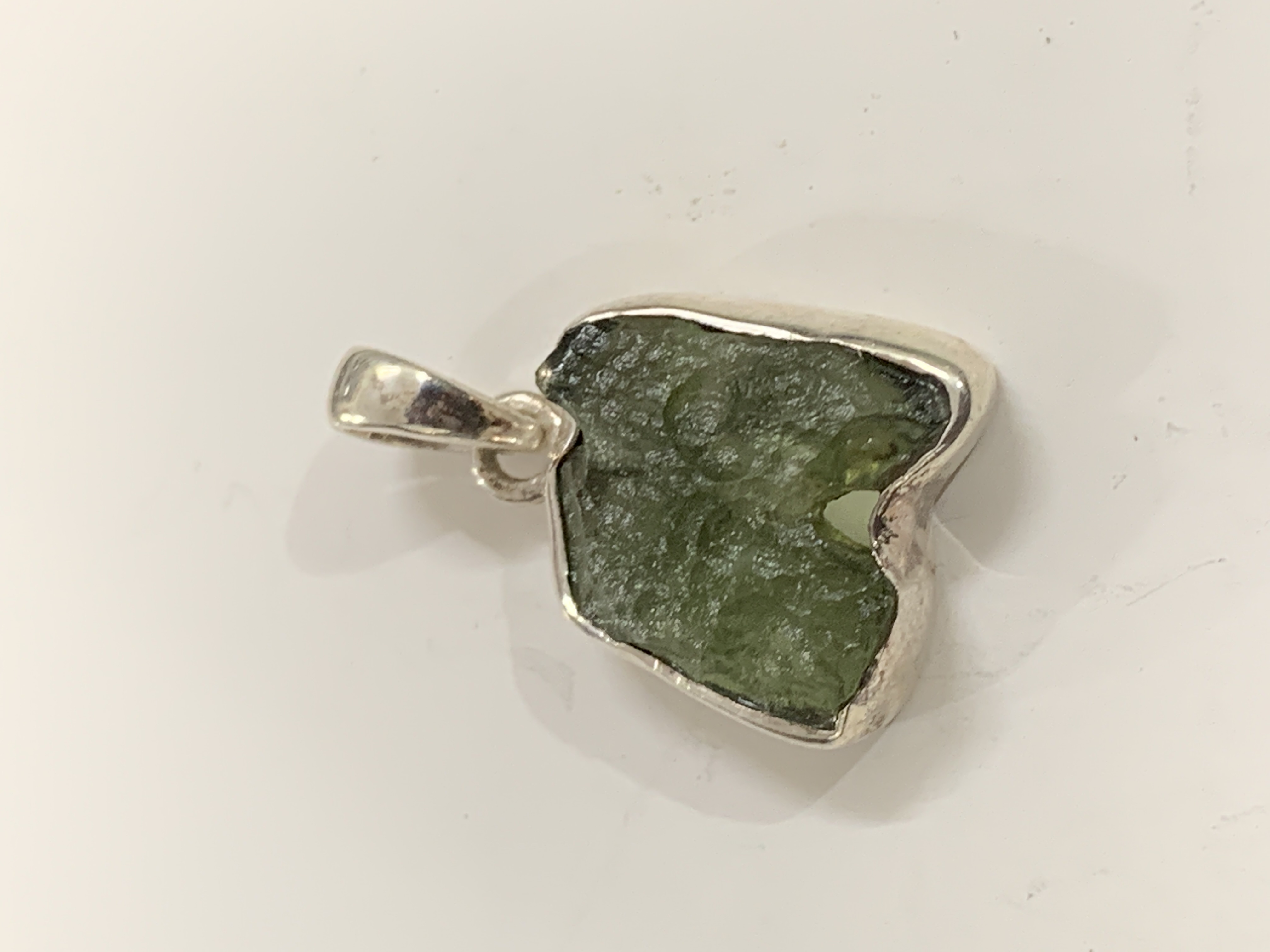 Moldavite Silver Pendant