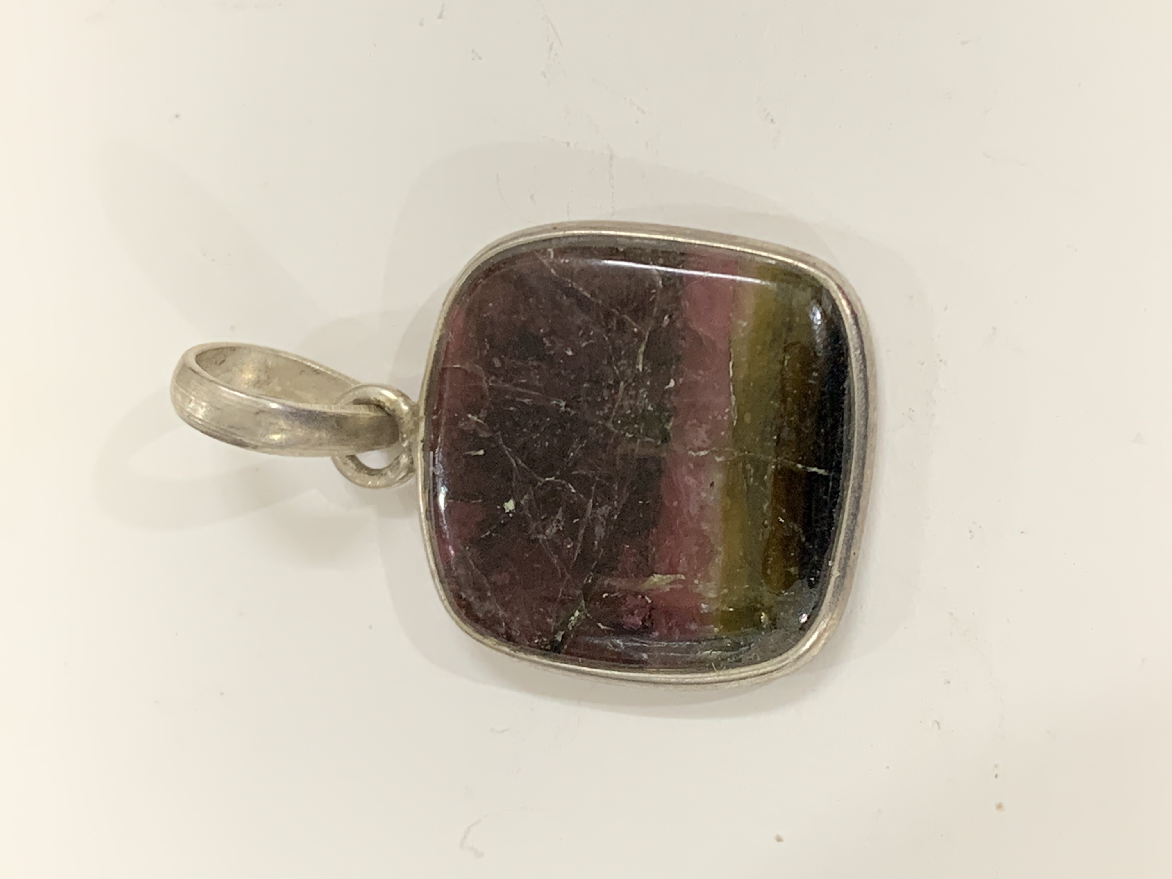 Watermelon Tourmaline Silver Pendant