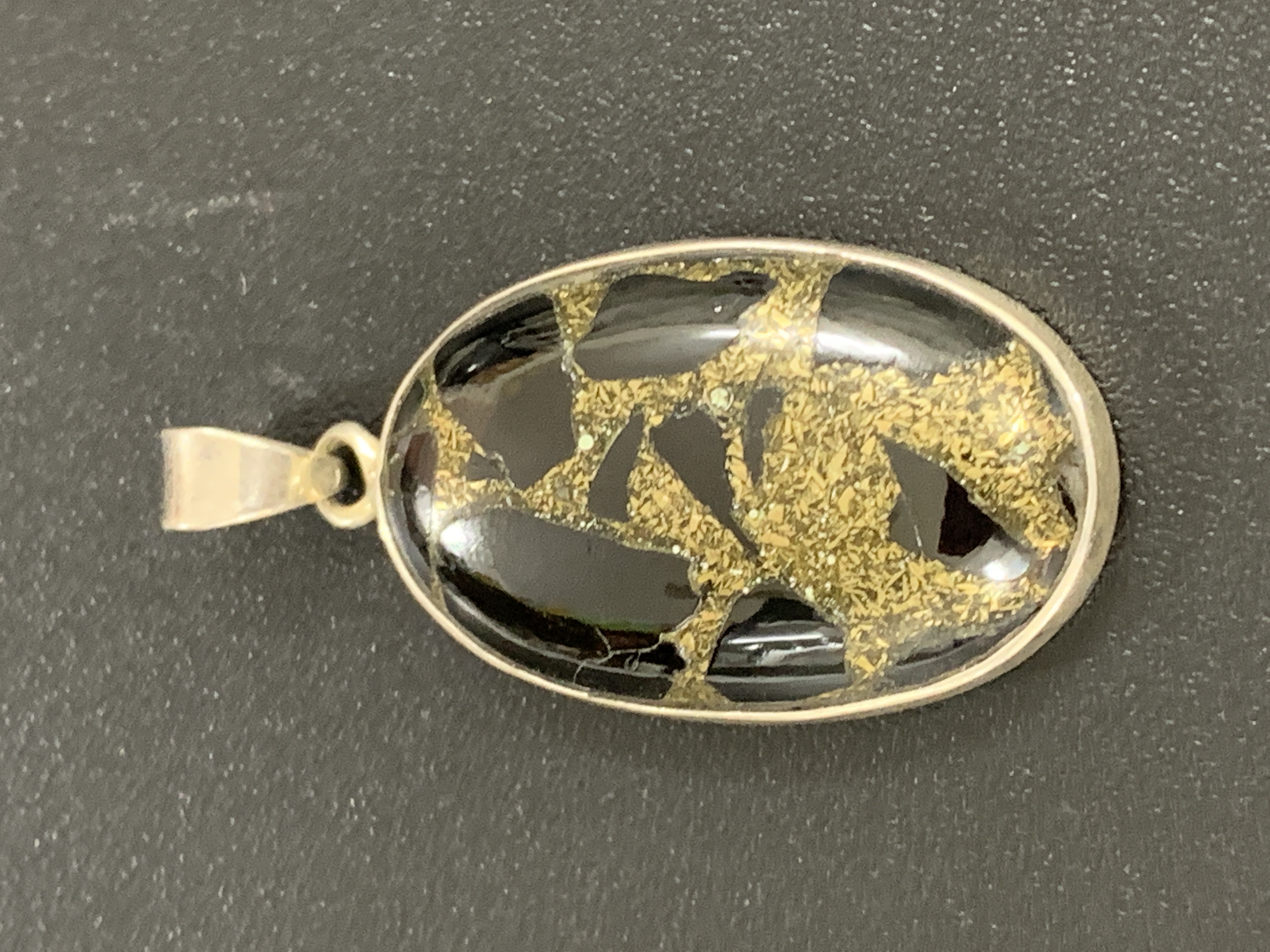Black Copper Torquoise Silver Pendant