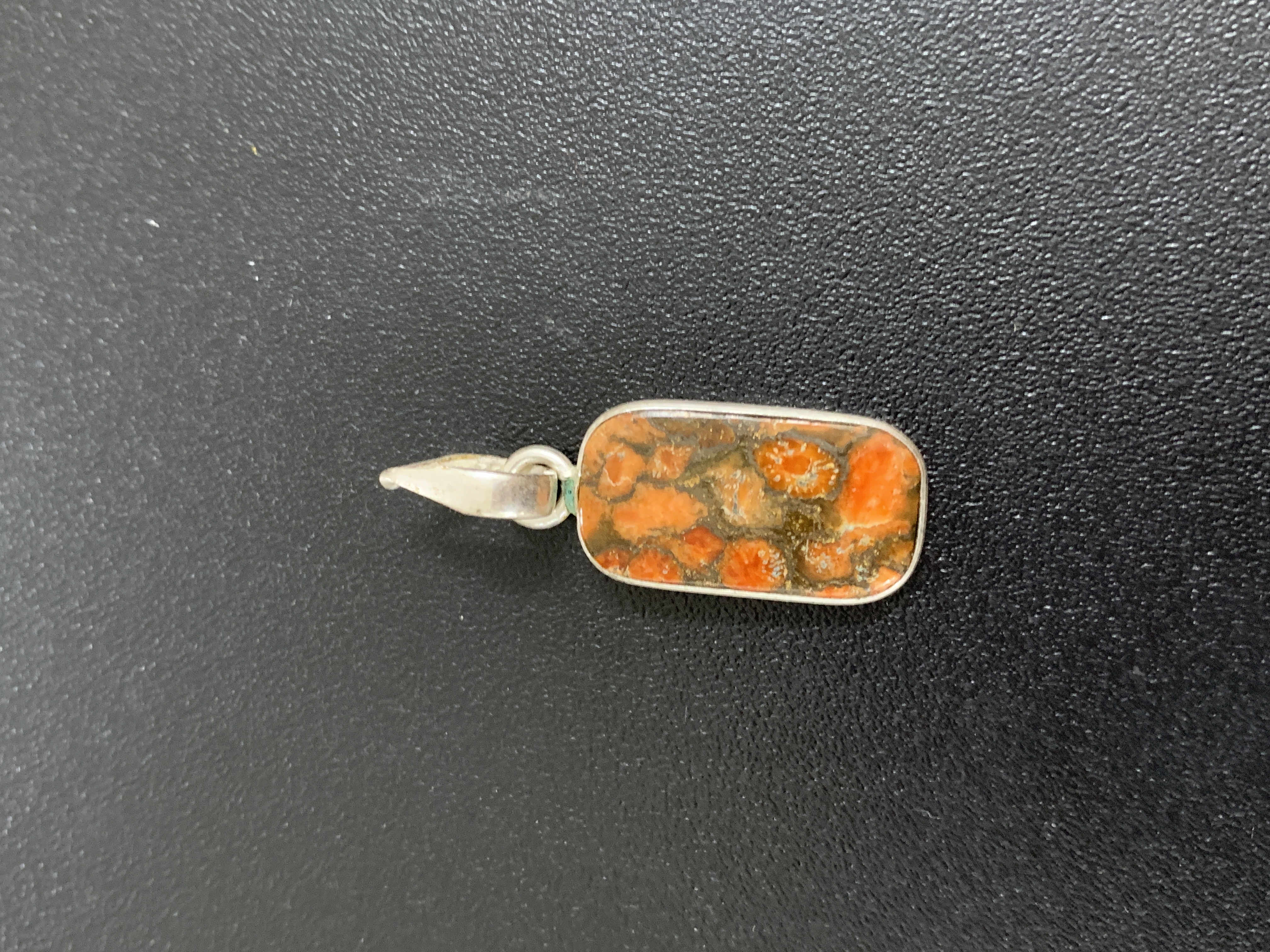 Red Copper Turquoise Silver Pendant