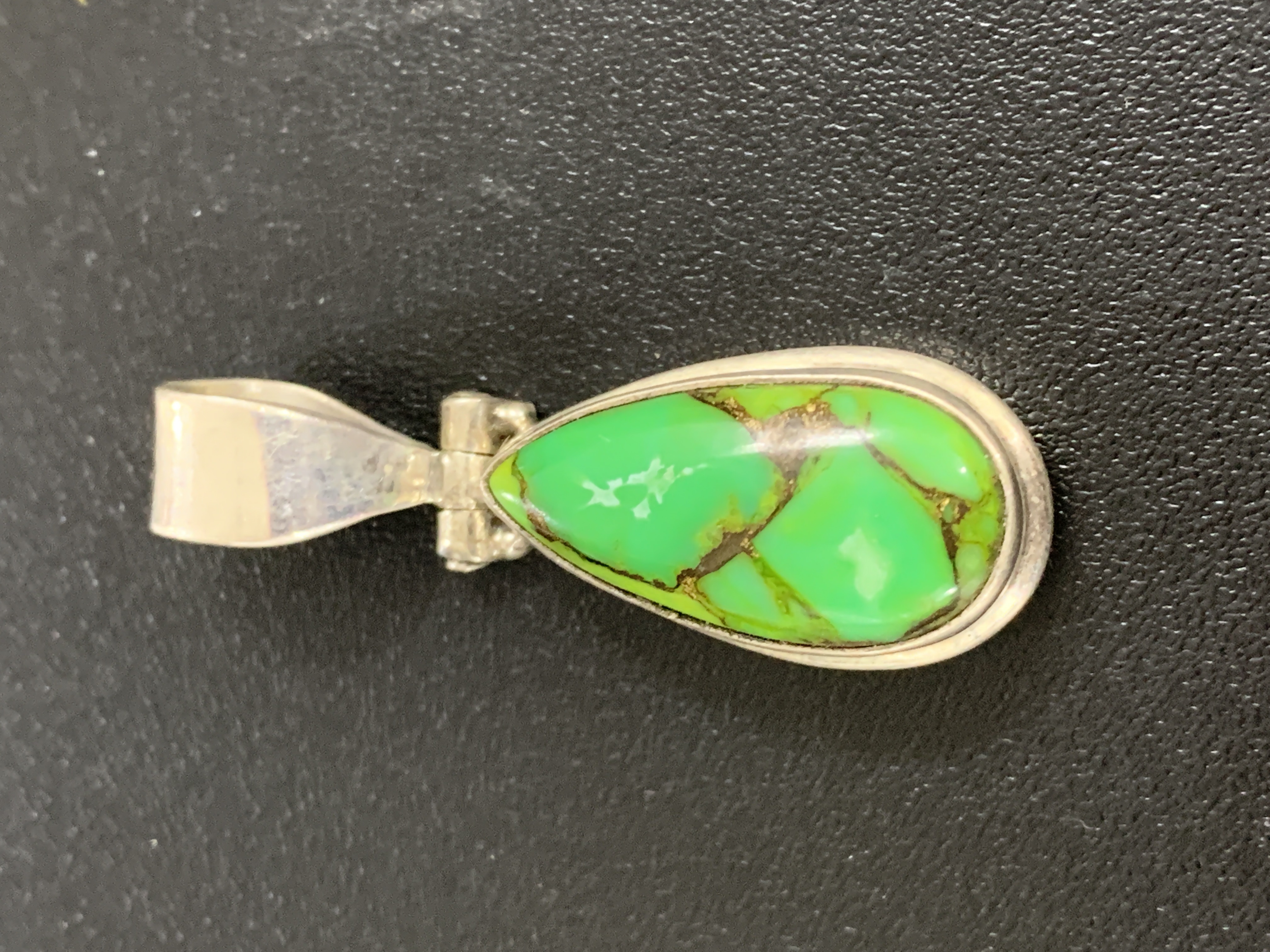Green Copper Turquoise Silver Pendant