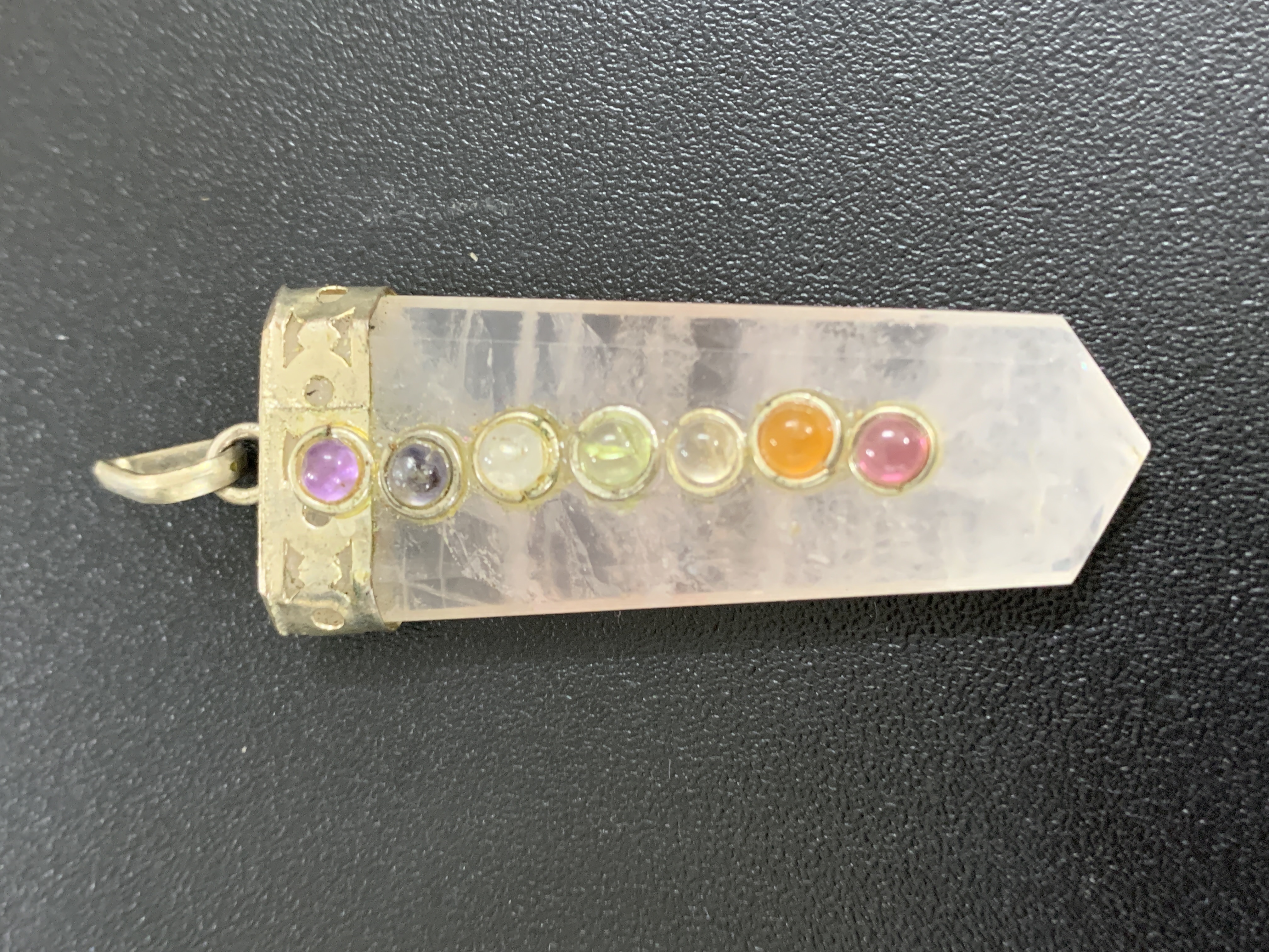 Rose Quartz With Chakra Silver Pendant