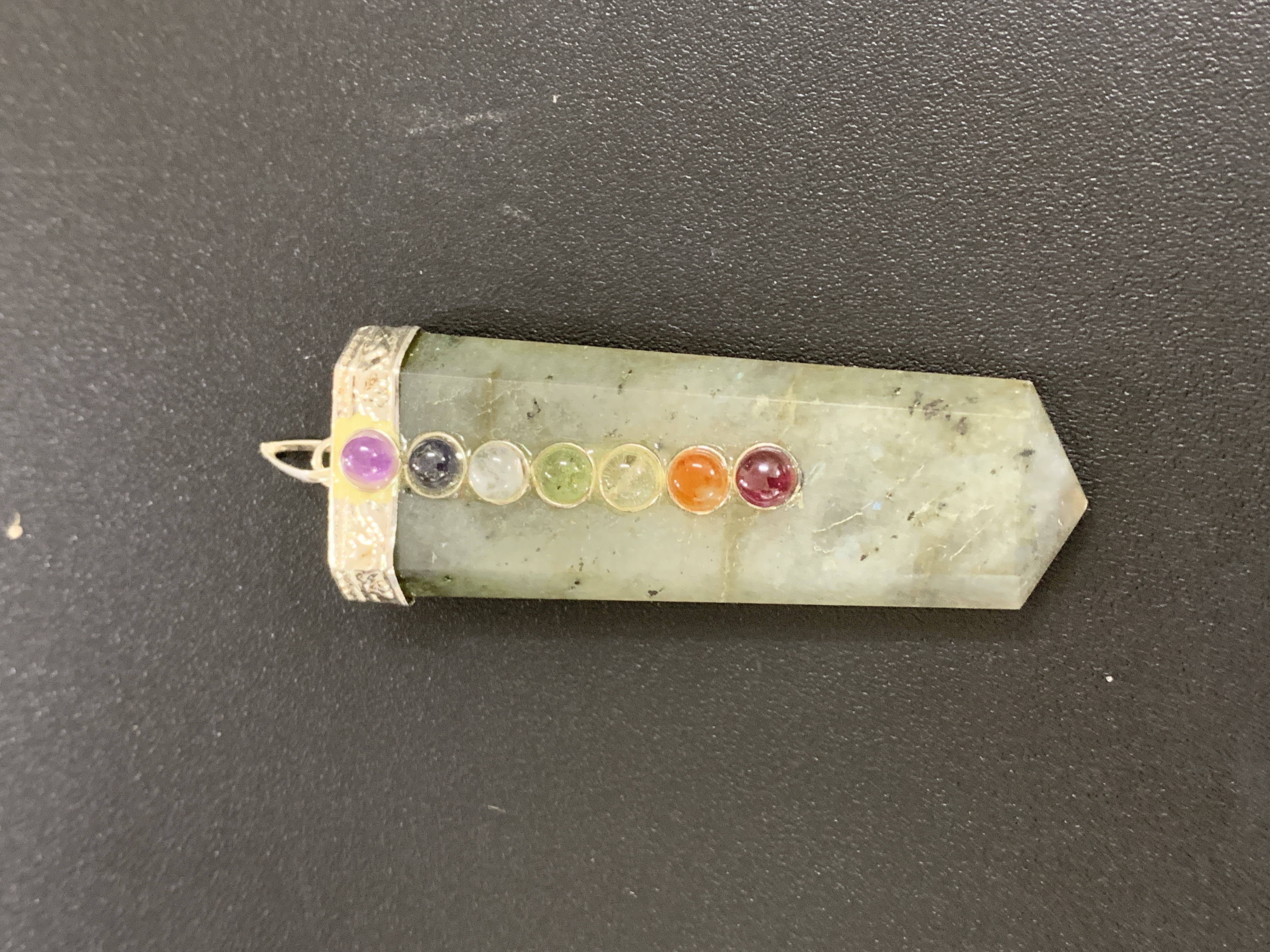 Labradorite With Chakra Silver Pendant