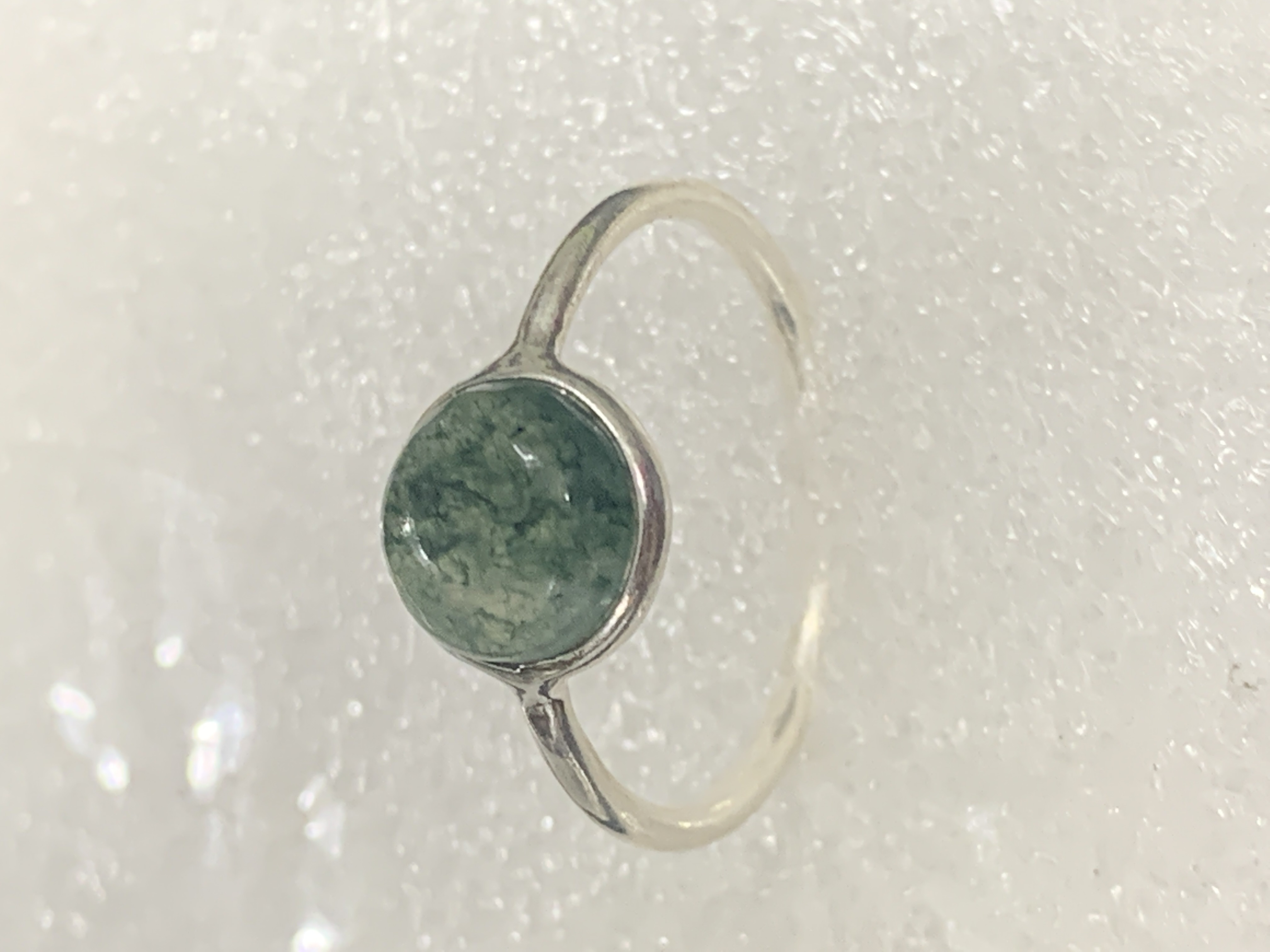 Moss Agate Silver Ring