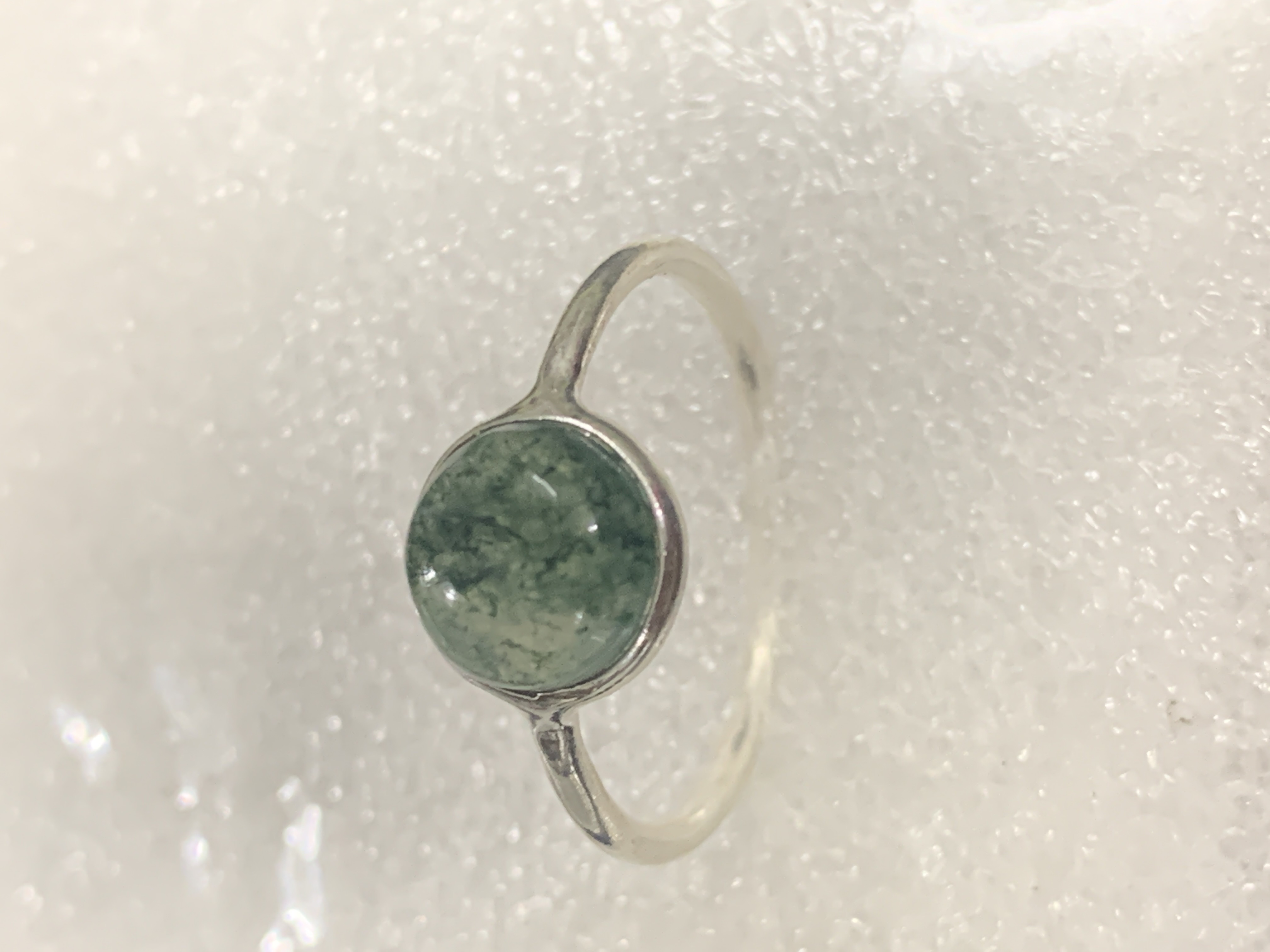 Moss Agate Silver Ring