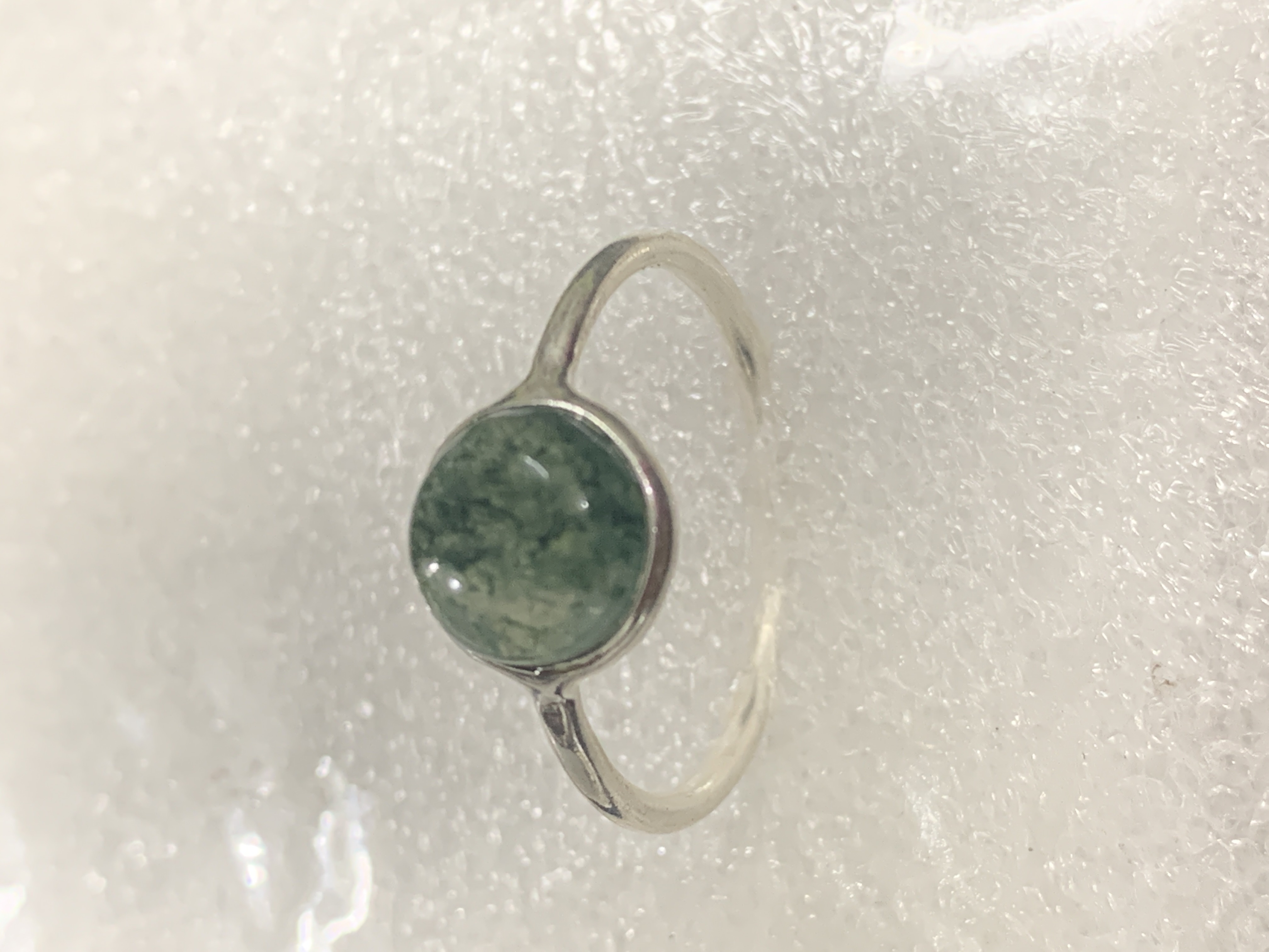 Moss Agate Silver Ring