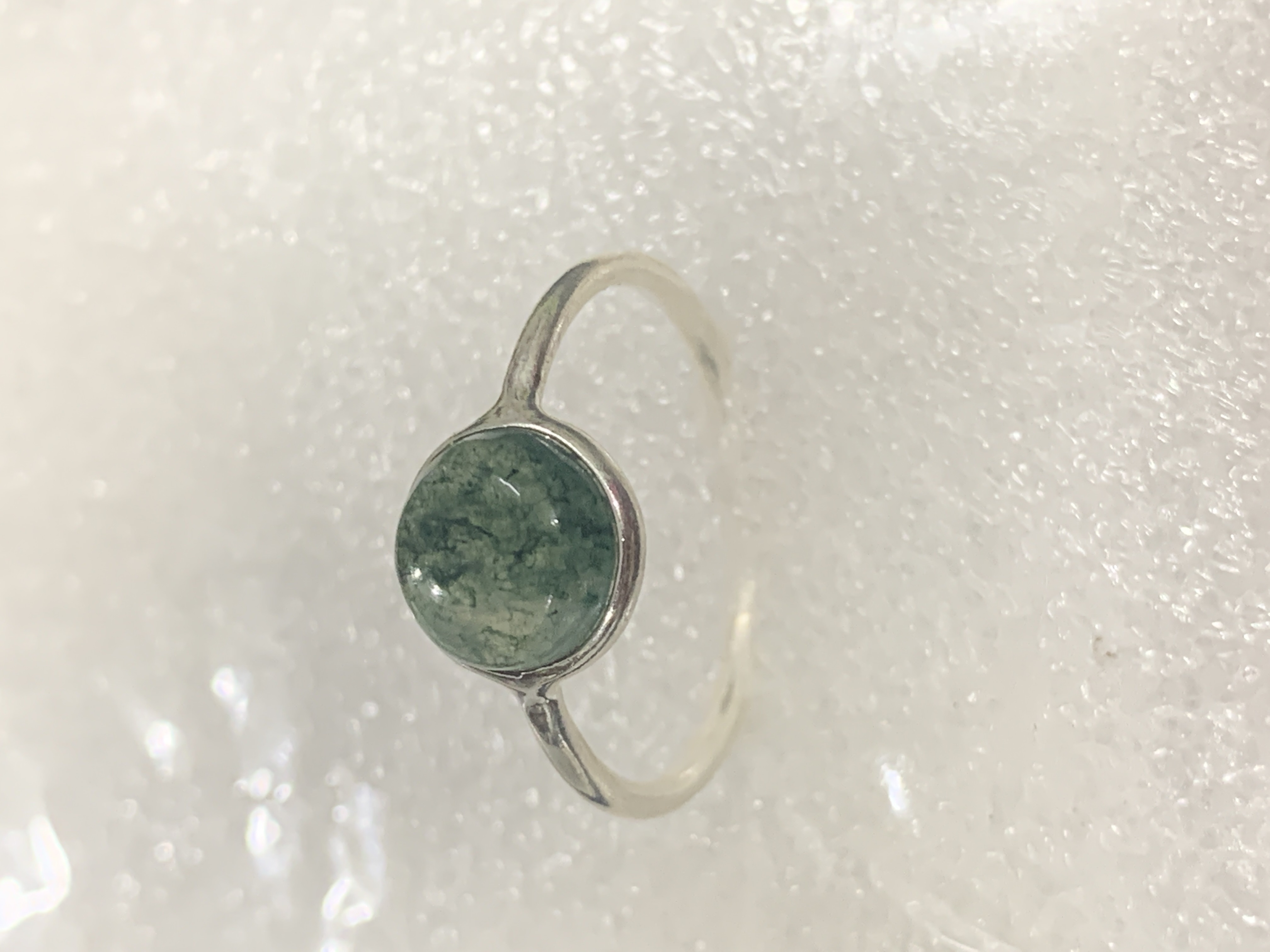 Moss Agate Silver Ring