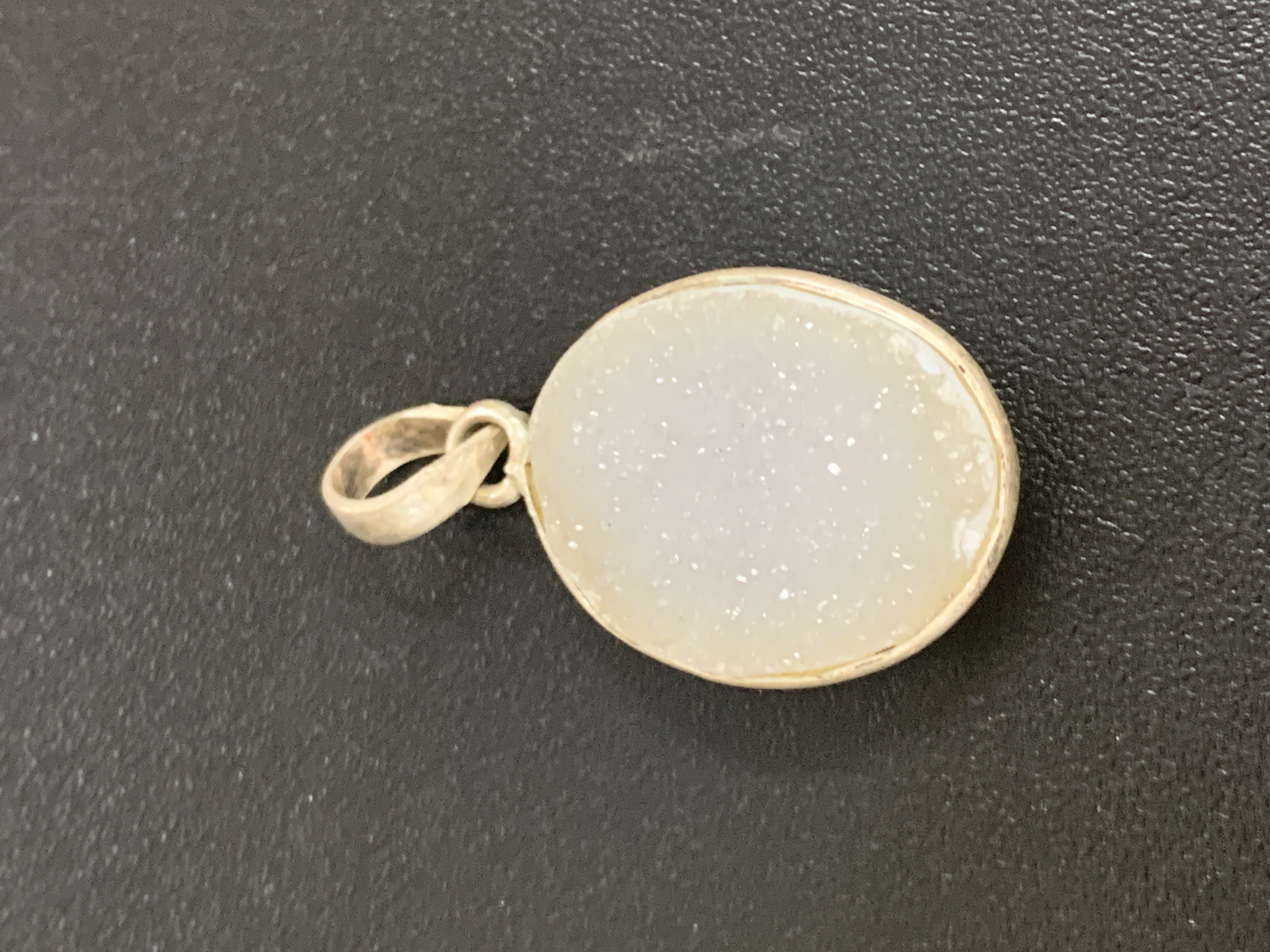 Drusy Quartz Silver Pendant